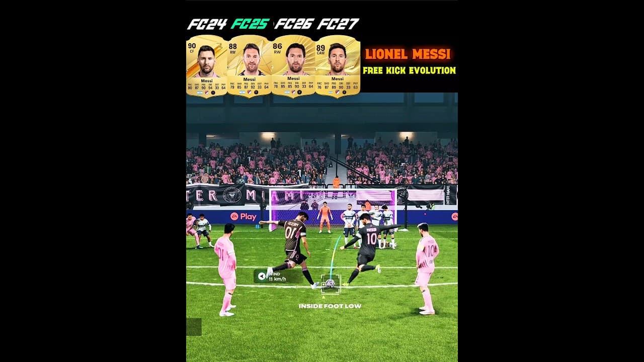 Lionel Messi Free Kicks Evolution In Every EA FC Games√ From FC 24 To FC 27 #footballshorts #eafc27