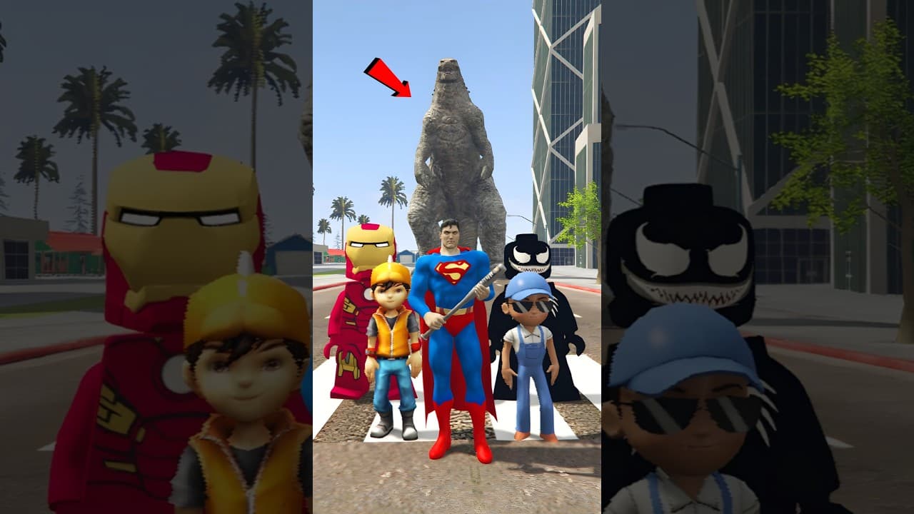 GIANT GODZILLA ATE SUPERMAN AND THE CHILDREN AND THEN FLED INTO THE SEA 😨 #gta5 #shorts