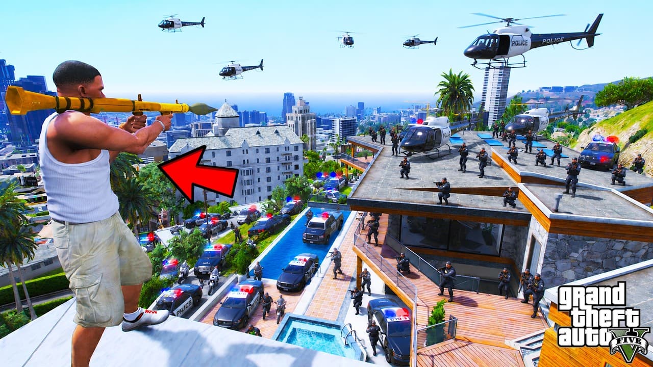 The Police Raided Franklin's House in GTA 5 | SHINCHAN and CHOP