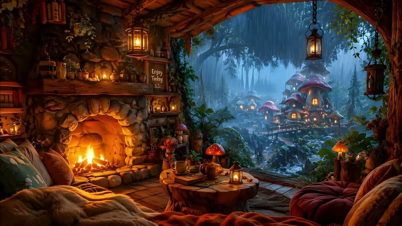 Cozy Nook Ambience | Calming Rain & Crackling Fireplace Sounds for Sleep, Study & Relaxing