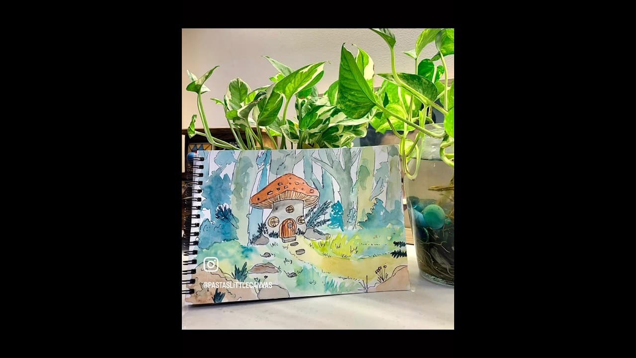 Cozy nook in the woods 🍄🌲 #shortfeed #art #watercolour #painting #story #drawing