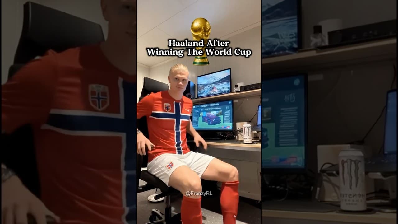 Haaland playing rl during half time 🗿 #rocketleague #rl #gaming #funny #memes #usa