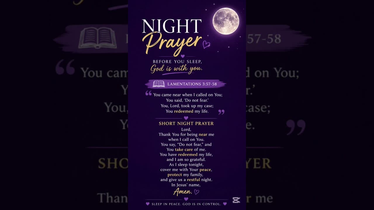 Night Prayer Before Sleep 🙏 God Says “Do Not Fear” | Lamentations 3:57-58