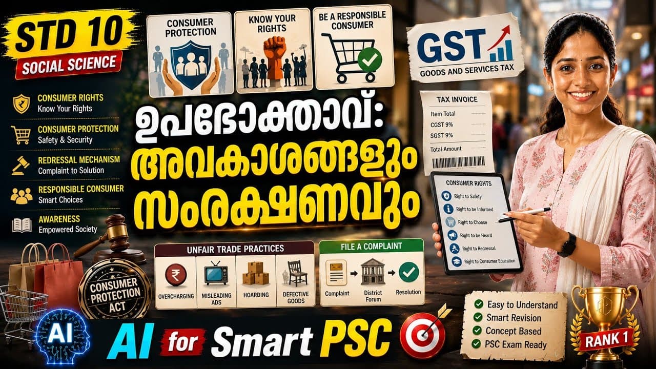 ഉപഭോക്താവ്: അവകാശങ്ങളും സംരക്ഷണവും | Economics | Complete Chapter | 100+ PSC One Line Facts 