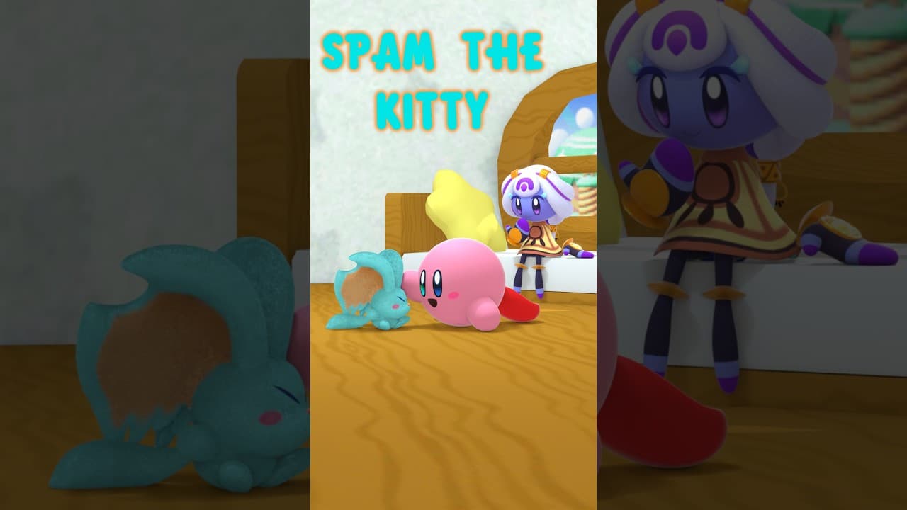 Spam The Kitty Elfilin (3D Animation) #kirby #caseoh #nintendo #memes #shorts