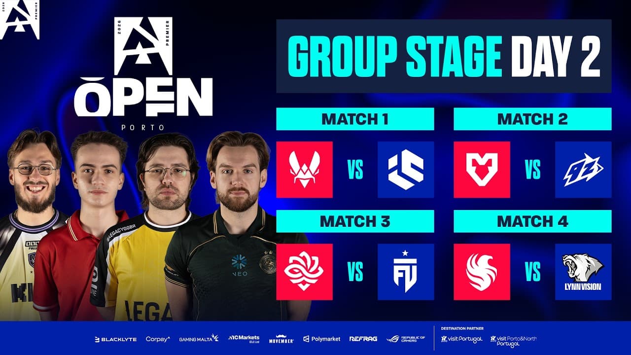 BLAST Open Porto 2026, Day 2 - Vitality vs IC, MOUZ vs 9z, Legacy vs FUT, Falcons vs Lynn Vision