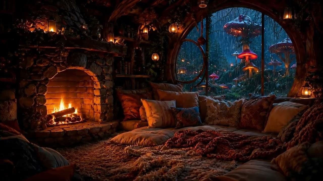 Cozy Nook Ambience | Crackling Fireplace & Calming Rain Sounds for Sleep, Study & Relaxation