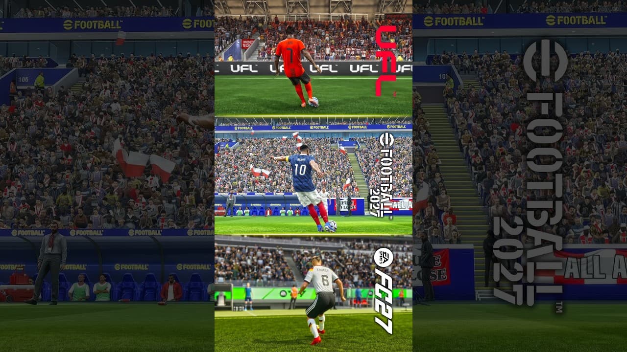 Crowd Reactions Comparison 😱 | FC 27 vs eFootball 2027 vs UFL