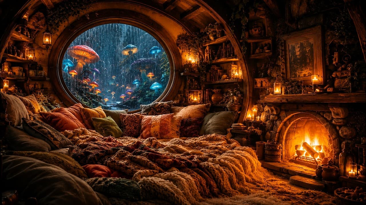 Cozy Nook Ambience | Calming Rain & Fireplace Sounds For Sleep, Study & Relaxing