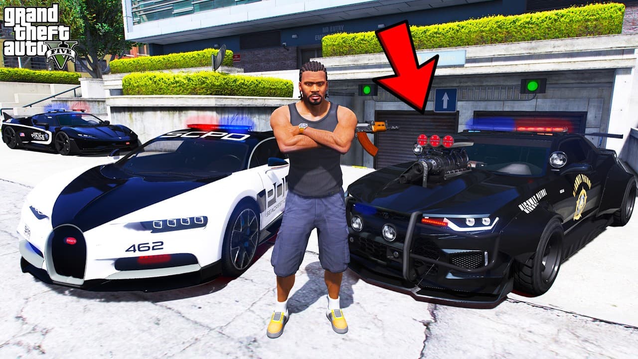 Franklin Collecting Secret Police Cars in GTA 5 | SHINCHAN and CHOP