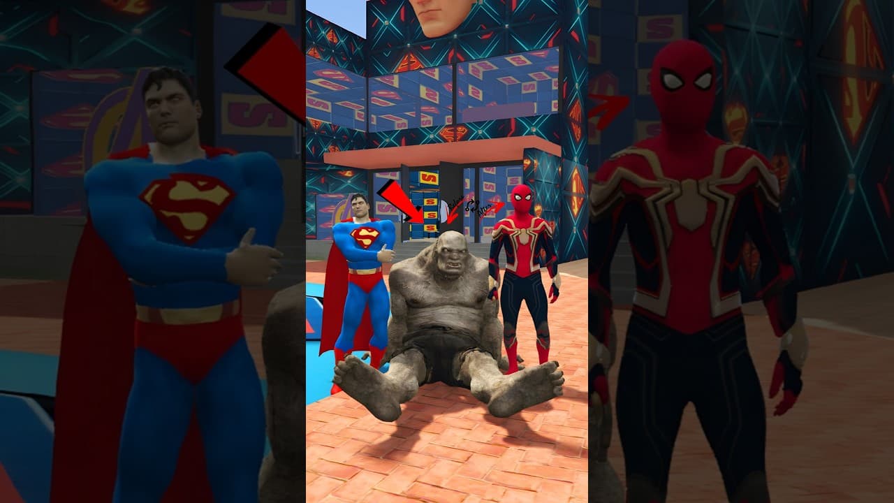 MONSTER TURNED INTO A SPIDERMAN AND SNEAKED INTO SUPERMAN HOUSE 😵 #gta5 #shorts