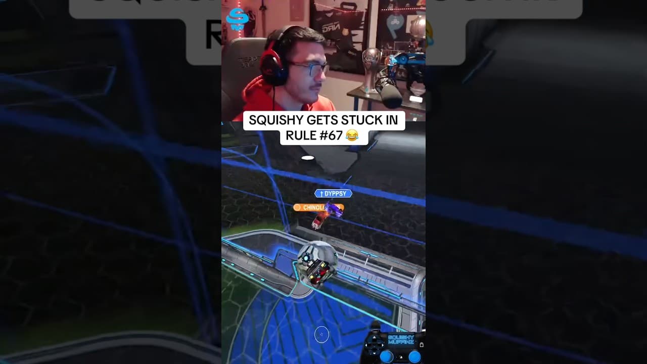 SQUISHY GETS STUCK IN RULE #67 😂 #squishymuffinz #rocketleague #rocketleaguehighlights #rule1