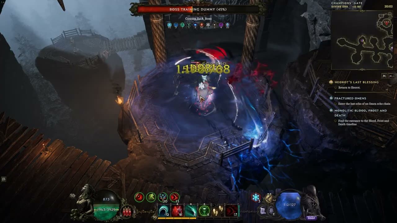 Last Epoch S4 Lich Harvest Frenzy Stack Dummy DPS test