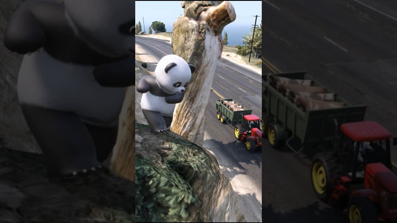 Panda Stopped Franklin's Tractor to Save the Cows! 😰 | GTA5 Shorts #gta5 #shorts