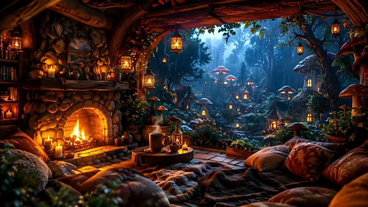 Cozy Nook Ambience | Calming Rain & Crackling Fireplace Sounds For Deep Sleep