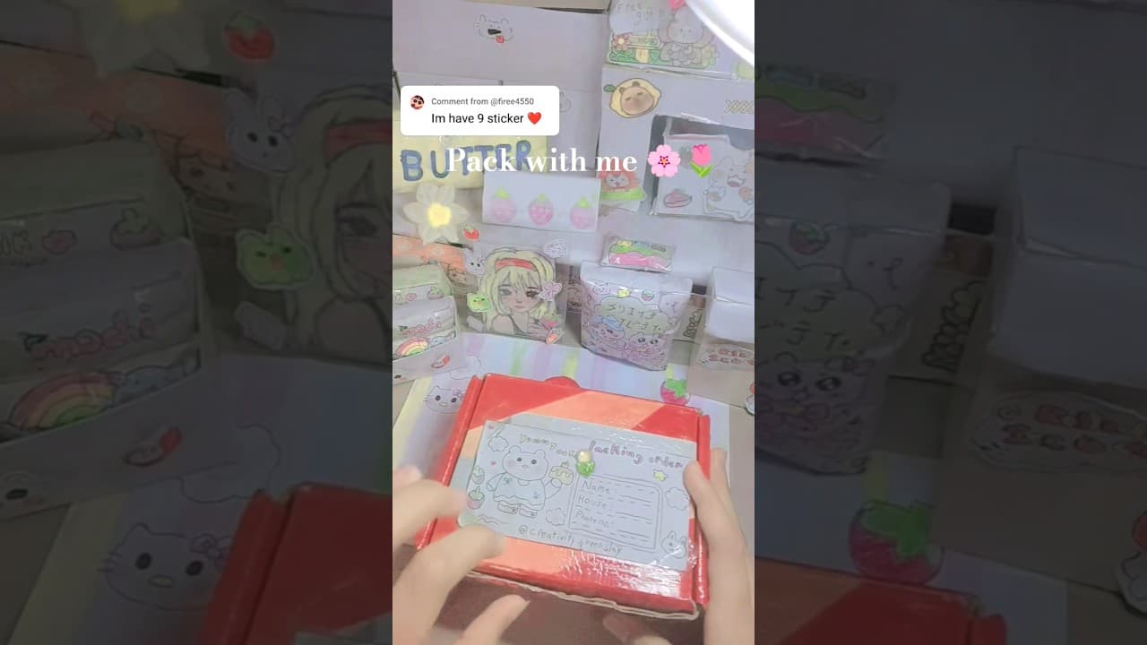 pack my biggest supporter's order with me 🌸🌷✨❤️🥹 #foryou #fakeorder #viral #cute #kawaii #stickers