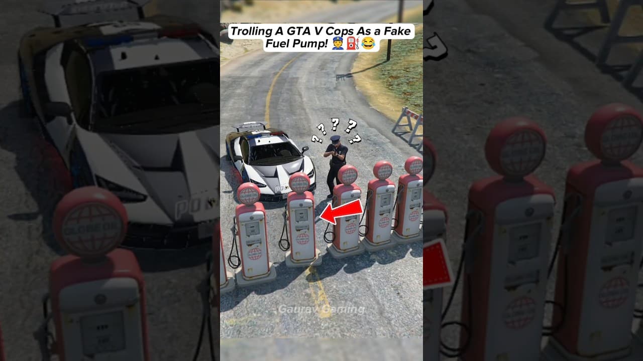 Trolling A GTA V Cops As a Fake Fuel Pump! 👮⛽😂 #gta5