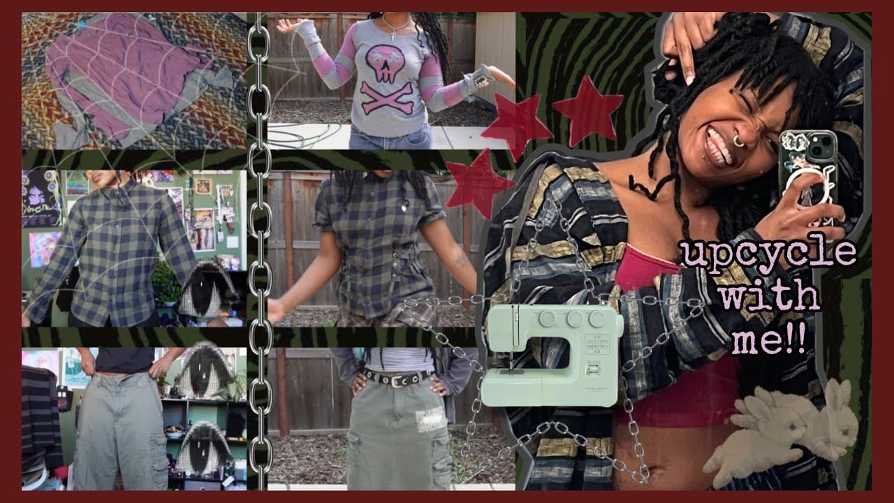 diy with me! (upcycling button up shirt, diy striped shirt, cargo shorts to cargo skirt tutorial)