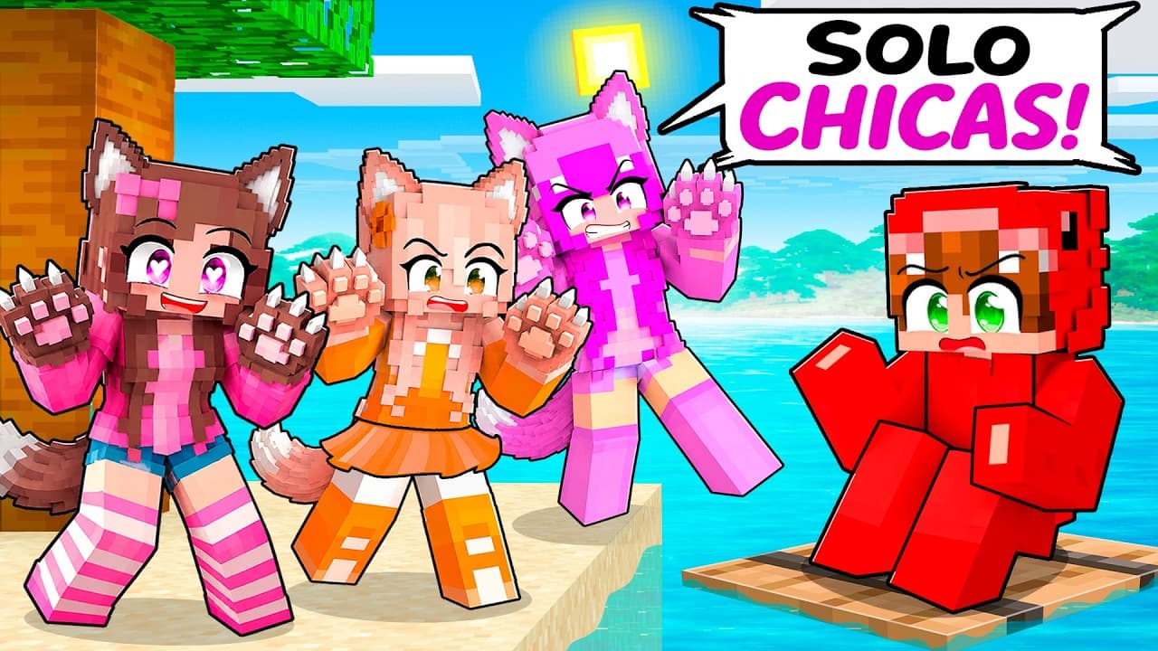 Atrapado en una ISLA de CHICAS LOBO en Minecraft!