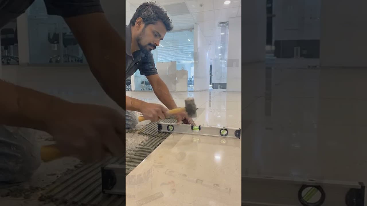 🏢 Company Office Mein Premium Tiles Fitting Ka Kaam 🔥 #construction #tiles