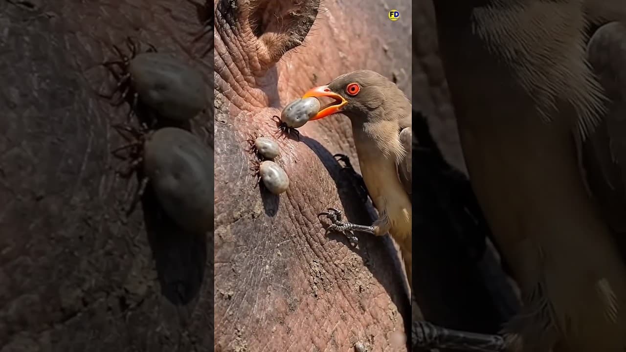Nature’s Doctor… or a Tiny Vampire? 🩸🤯”oxpecker Bird 🐦#facts #oxpecker #birds #amazingfacts