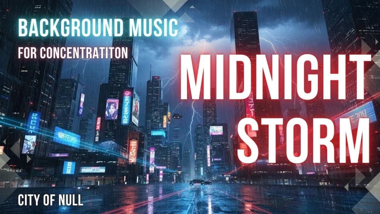 Background Music for Concentration | Neon Storm 🌩️ | Dark Cyberpunk Ambient for Deep Focus