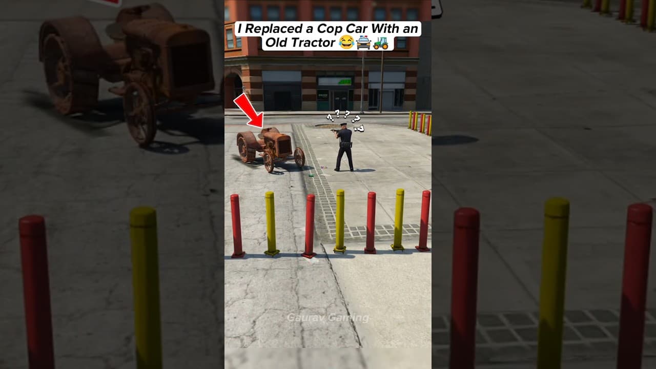 I Replaced a Cop Car With an Old Tractor 😂🚔🚜 #gta5