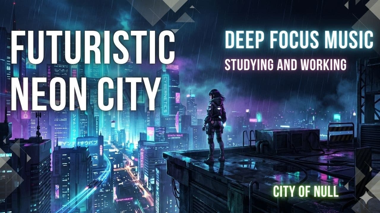 Deep Work Music -| Above the Neon City 🌧️ | Cyberpunk Rooftop Ambient