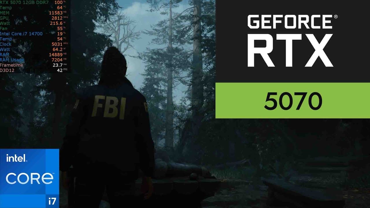 RTX 5070 12GB Alan wake 2 1440P
